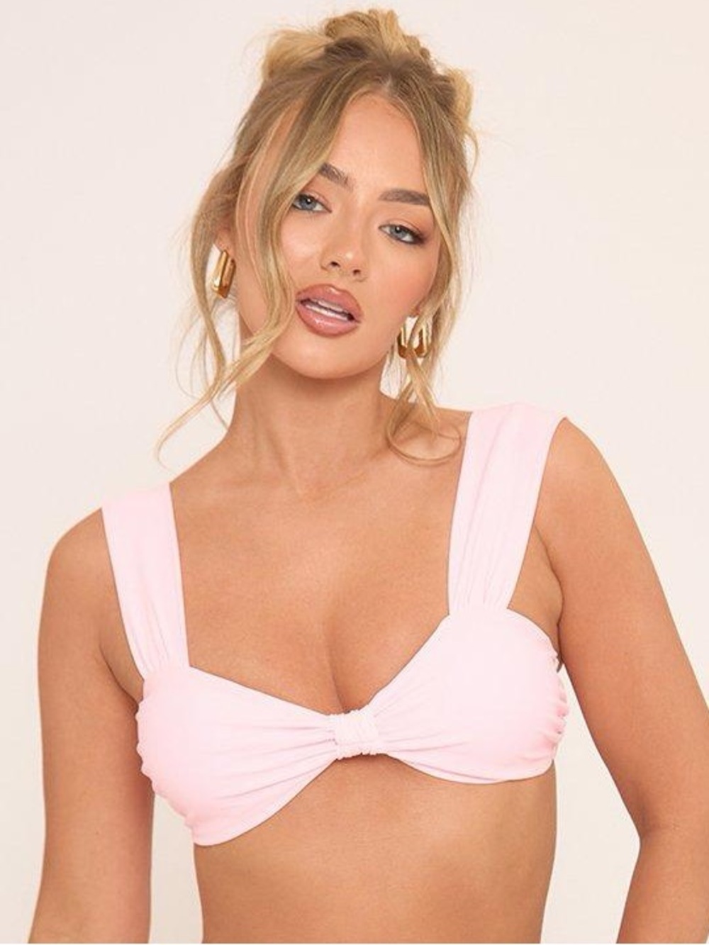 Pastel Pink Twisted Front Bikini Top Sz L